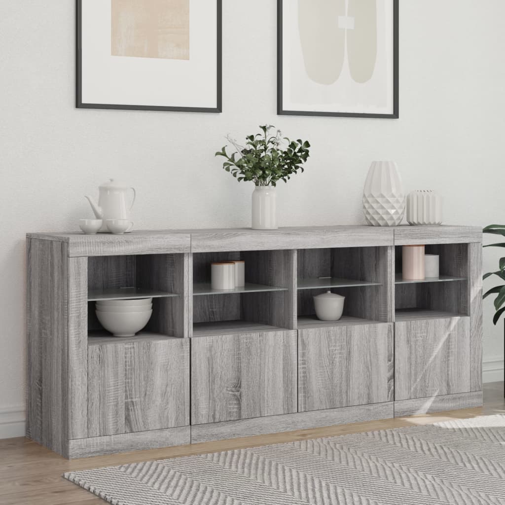 Credenza con Luci LED Grigio Sonoma 163x37x67 cm 3209077