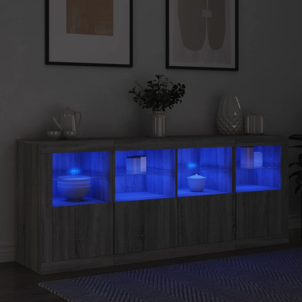 Credenza con Luci LED Grigio Sonoma 163x37x67 cm 3209077