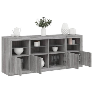 Credenza con Luci LED Grigio Sonoma 163x37x67 cm 3209077