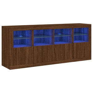 Credenza con Luci LED Rovere Marrone 163x37x67 cm 3209078