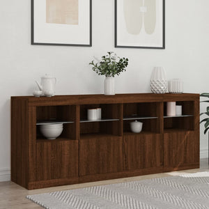 Credenza con Luci LED Rovere Marrone 163x37x67 cm 3209078