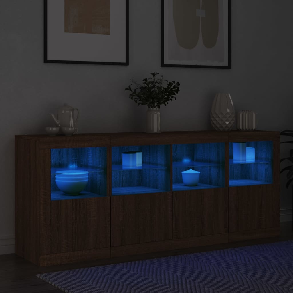 Credenza con Luci LED Rovere Marrone 163x37x67 cm 3209078