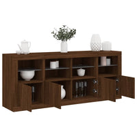 Credenza con Luci LED Rovere Marrone 163x37x67 cm 3209078