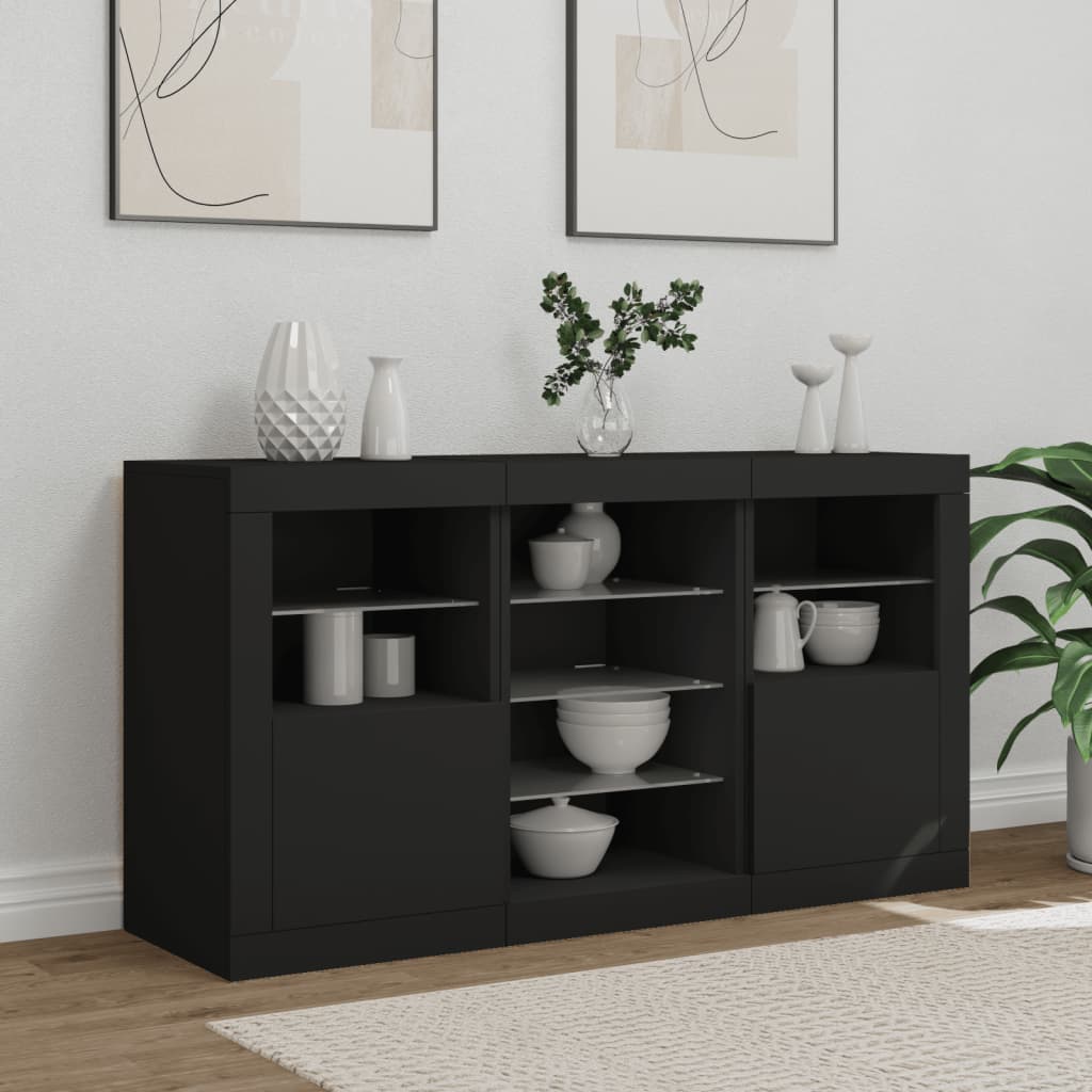 Credenza con Luci LED Nera 123x37x67 cmcod mxl 134004