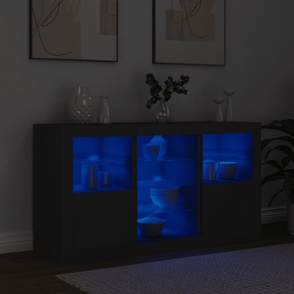 Credenza con Luci LED Nera 123x37x67 cm 3209080