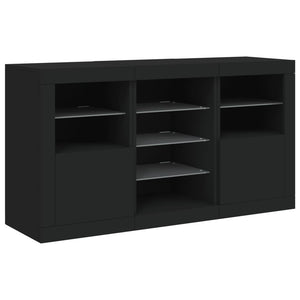 Credenza con Luci LED Nera 123x37x67 cm 3209080