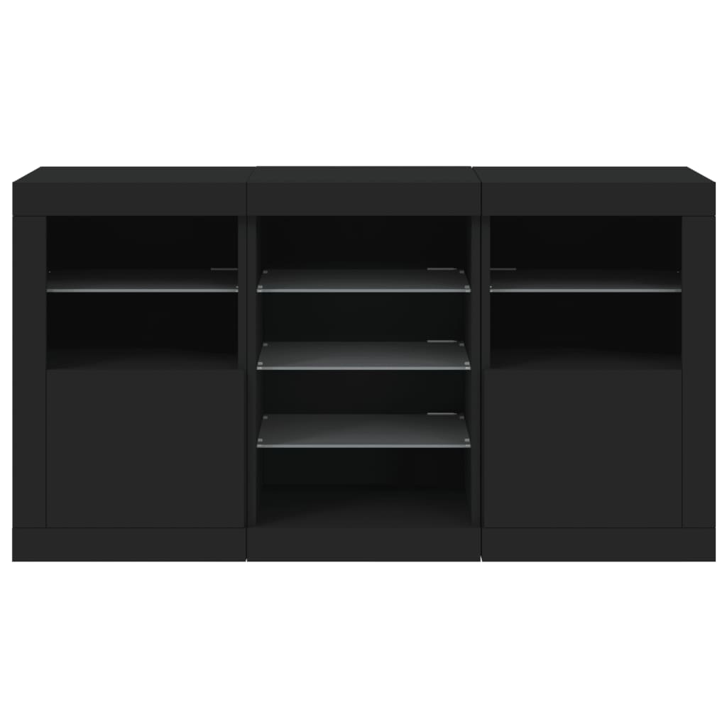 Credenza con Luci LED Nera 123x37x67 cm 3209080