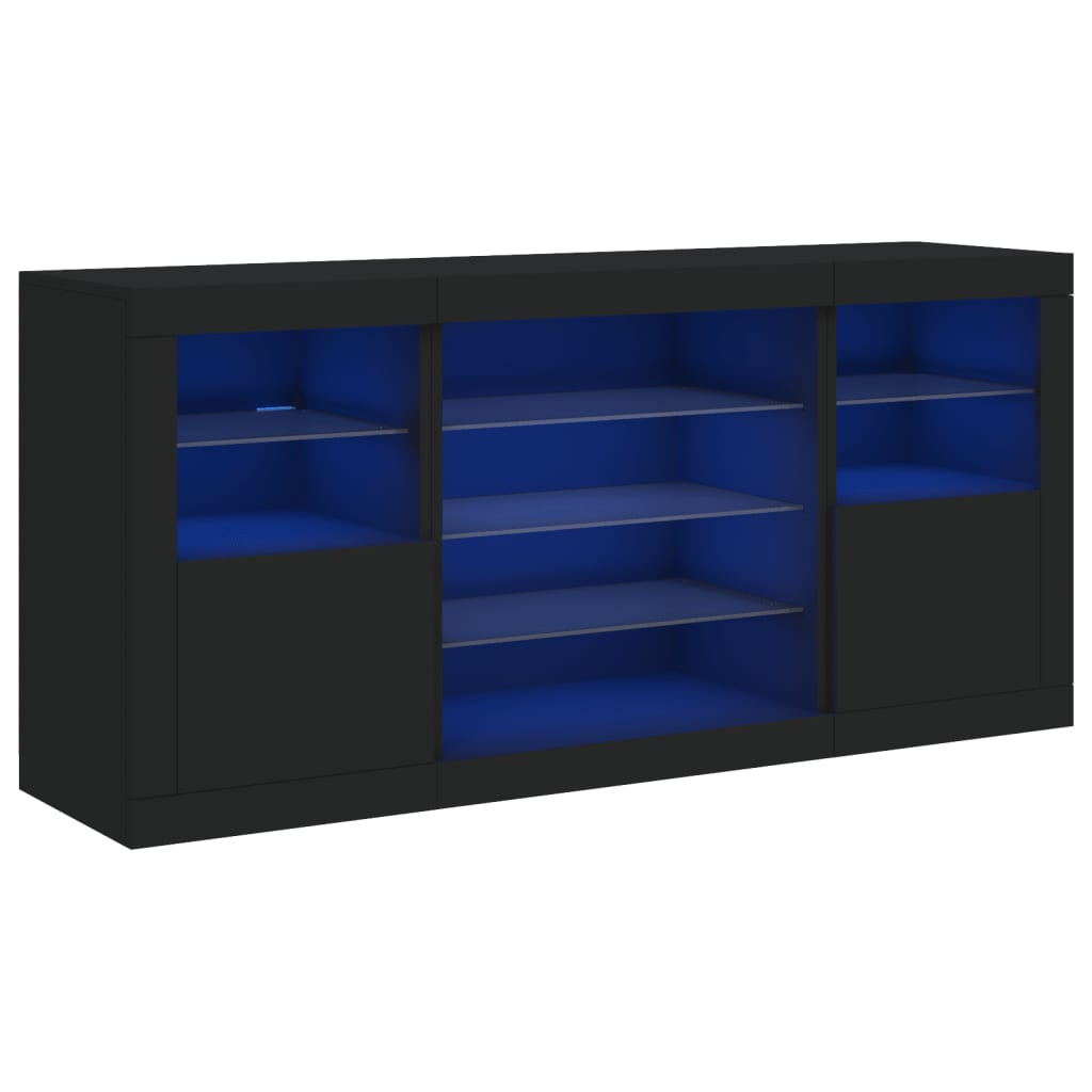 Credenza con Luci LED Nera 142,5x37x67 cmcod mxl 110876