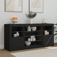 Credenza con Luci LED Nera 142,5x37x67 cmcod mxl 110876