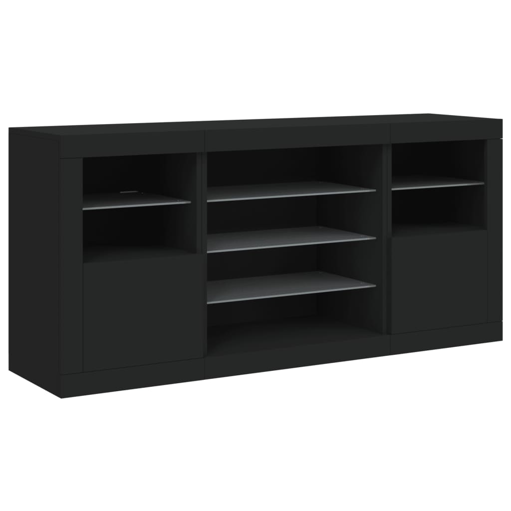 Credenza con Luci LED Nera 142,5x37x67 cm 3209087