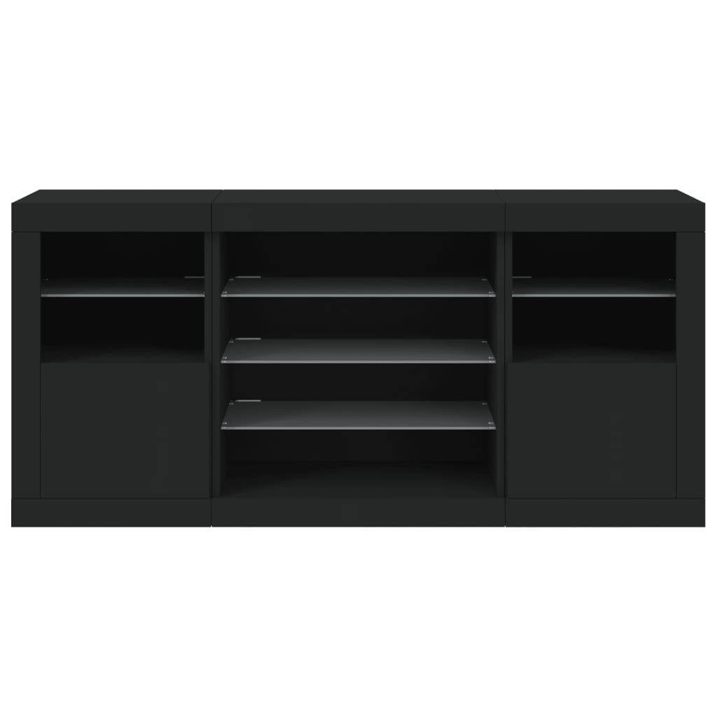 Credenza con Luci LED Nera 142,5x37x67 cm 3209087