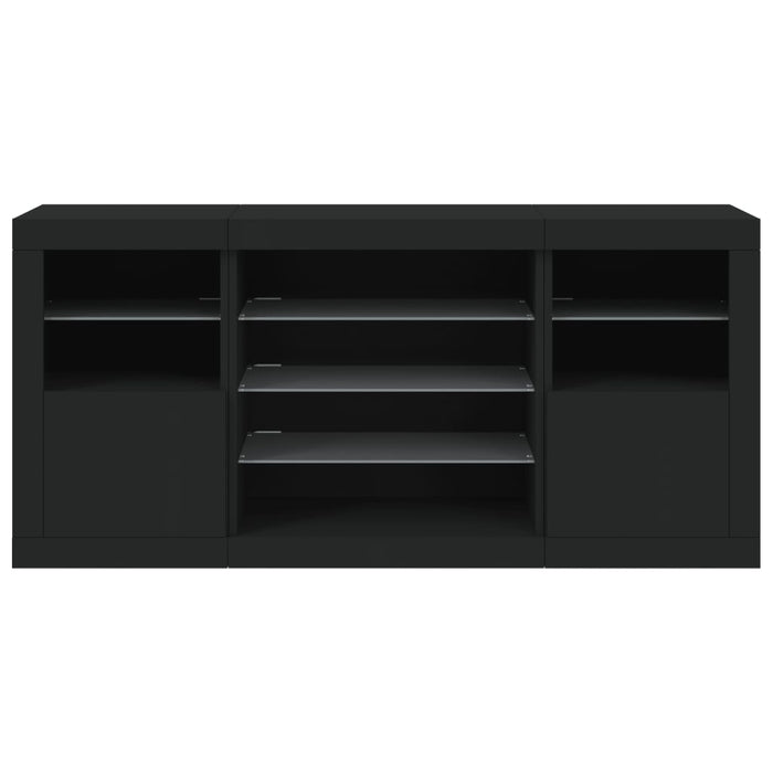 Credenza con Luci LED Nera 142,5x37x67 cm 3209087