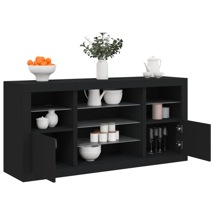 Credenza con Luci LED Nera 142,5x37x67 cm 3209087