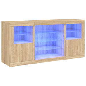 Credenza con Luci LED Rovere Sonoma 142,5x37x67 cm 3209088