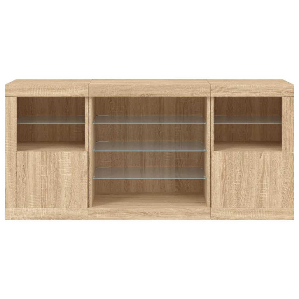 Credenza con Luci LED Rovere Sonoma 142,5x37x67 cm 3209088