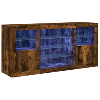 Credenza con Luci LED Rovere Fumo 142,5x37x67 cmcod mxl 85783