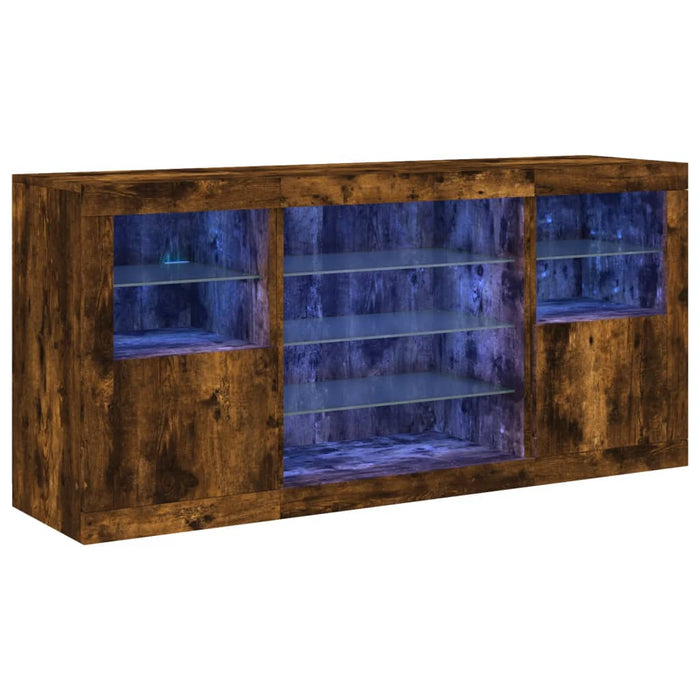 Credenza con Luci LED Rovere Fumo 142,5x37x67 cmcod mxl 85783