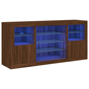 Credenza con Luci LED Rovere Marrone 142,5x37x67 cm 3209092