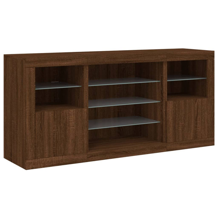 Credenza con Luci LED Rovere Marrone 142,5x37x67 cm 3209092