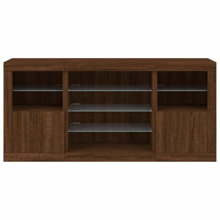 Credenza con Luci LED Rovere Marrone 142,5x37x67 cm 3209092