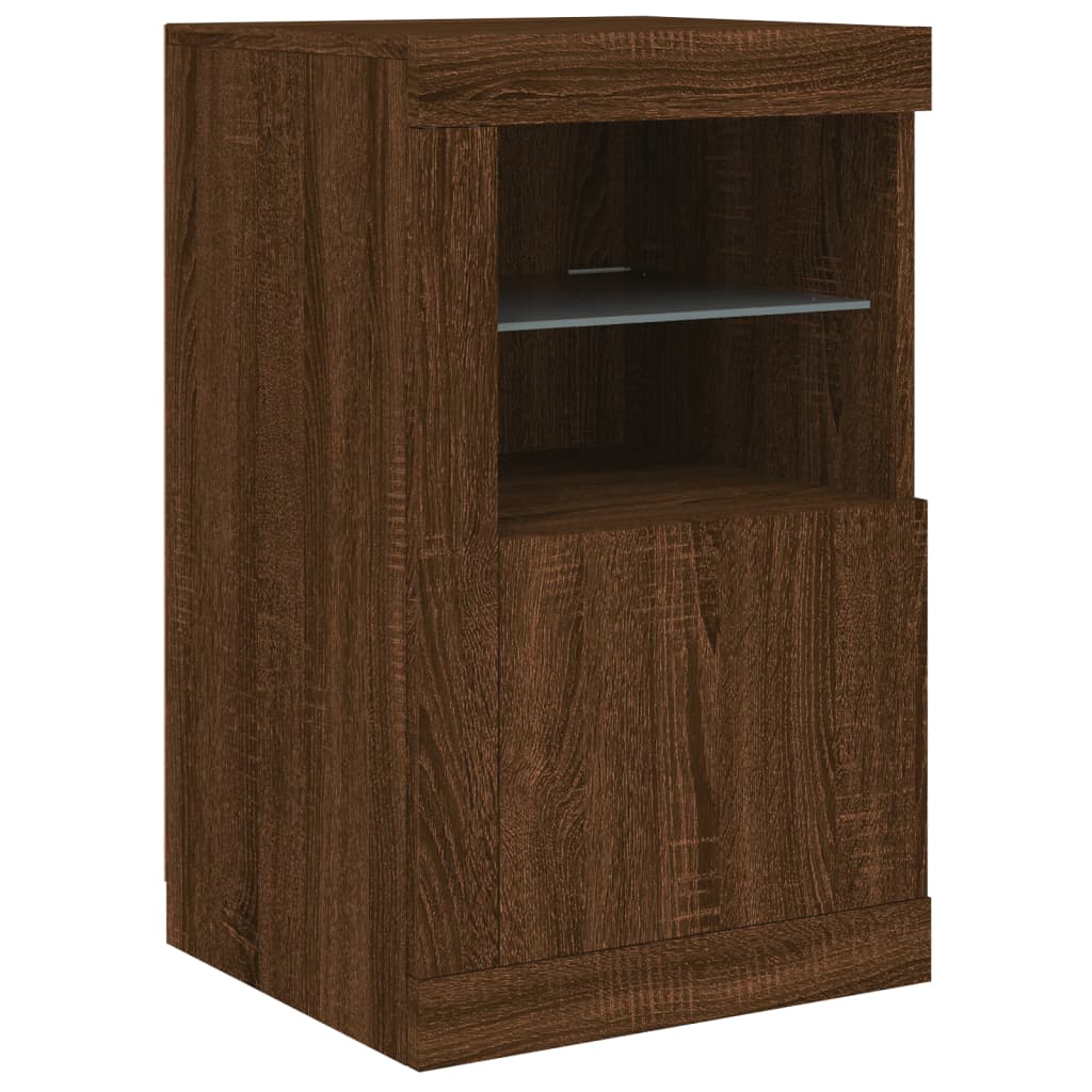 Credenza con Luci LED Rovere Marrone 142,5x37x67 cm 3209092