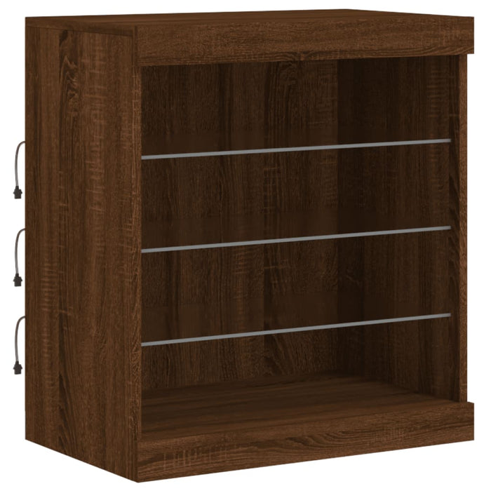 Credenza con Luci LED Rovere Marrone 142,5x37x67 cm 3209092