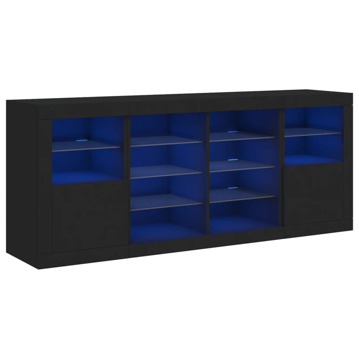 Credenza con Luci LED Nera 163x37x67 cmcod mxl 134003