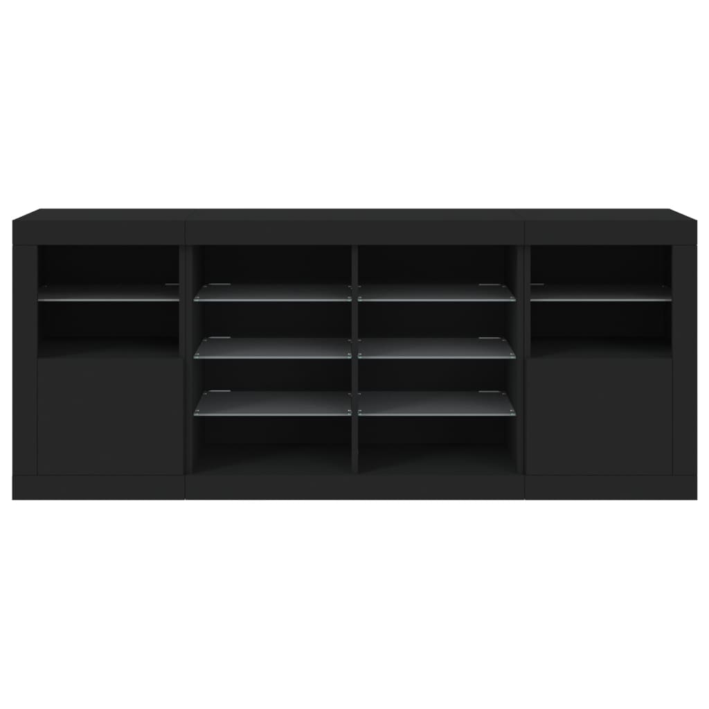 Credenza con Luci LED Nera 163x37x67 cm 3209094