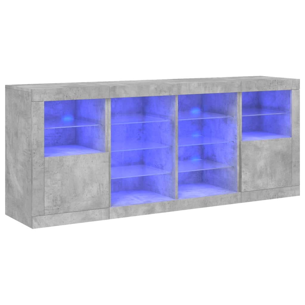 Credenza con Luci LED Grigio Cemento 163x37x67 cm 3209096