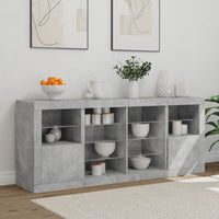 Credenza con Luci LED Grigio Cemento 163x37x67 cm 3209096