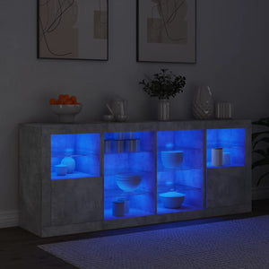 Credenza con Luci LED Grigio Cemento 163x37x67 cm 3209096