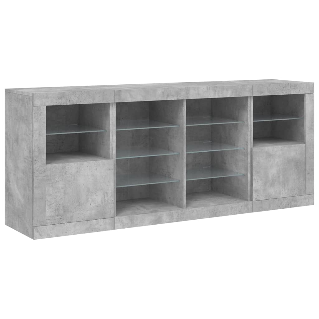 Credenza con Luci LED Grigio Cemento 163x37x67 cm 3209096