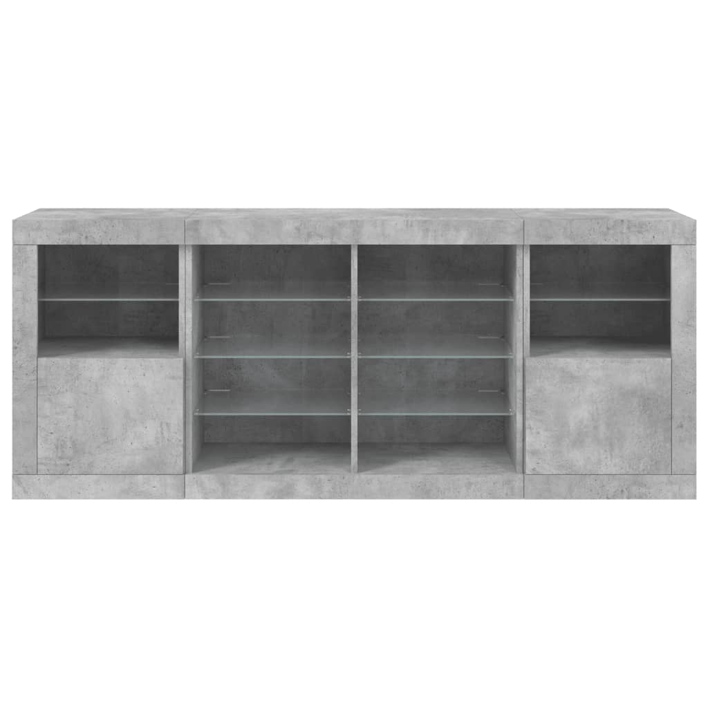 Credenza con Luci LED Grigio Cemento 163x37x67 cm 3209096