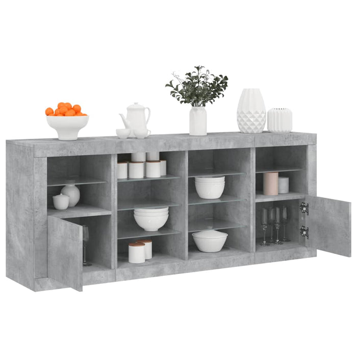 Credenza con Luci LED Grigio Cemento 163x37x67 cm 3209096