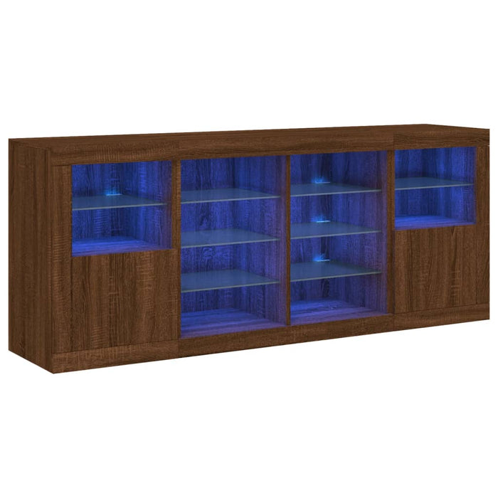 Credenza con Luci LED Rovere Marrone 163x37x67 cm 3209099