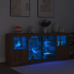 Credenza con Luci LED Rovere Marrone 163x37x67 cm 3209099