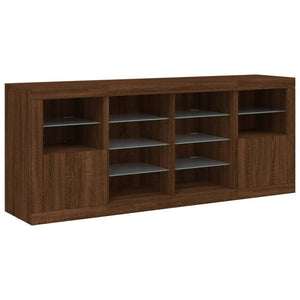 Credenza con Luci LED Rovere Marrone 163x37x67 cm 3209099