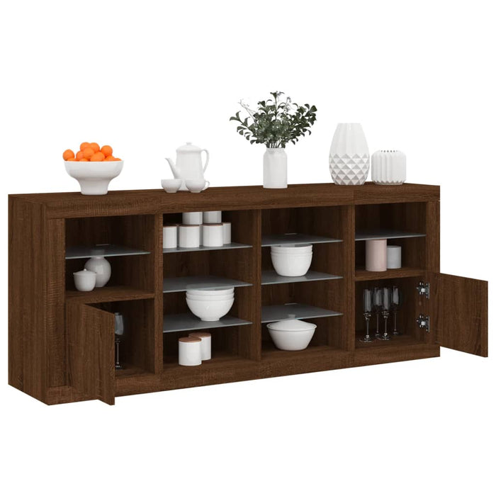 Credenza con Luci LED Rovere Marrone 163x37x67 cm 3209099