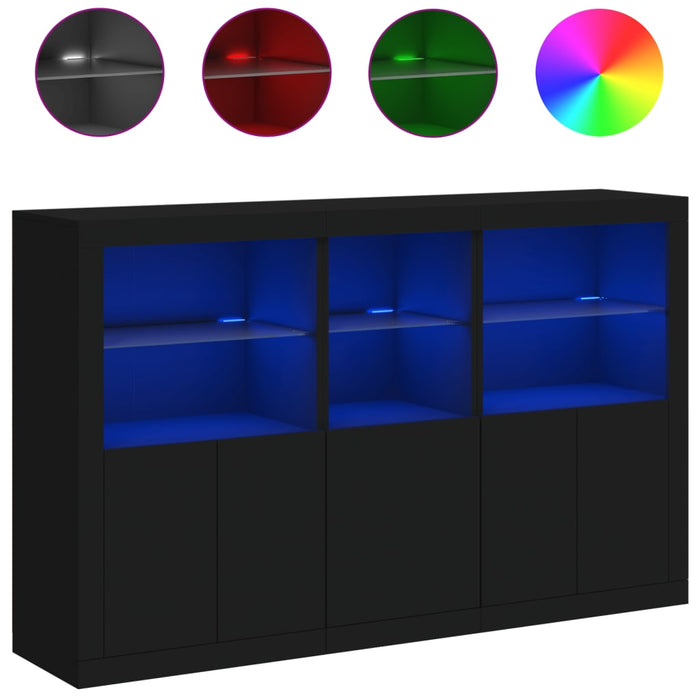 Credenza con Luci LED Nera 162x37x100 cmcod mxl 85881