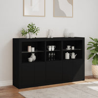 Credenza con Luci LED Nera 162x37x100 cm 3209143