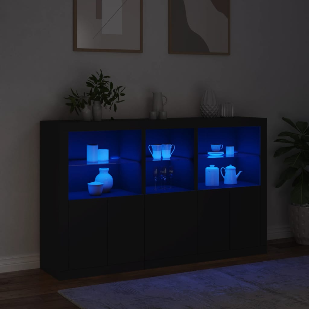 Credenza con Luci LED Nera 162x37x100 cm 3209143