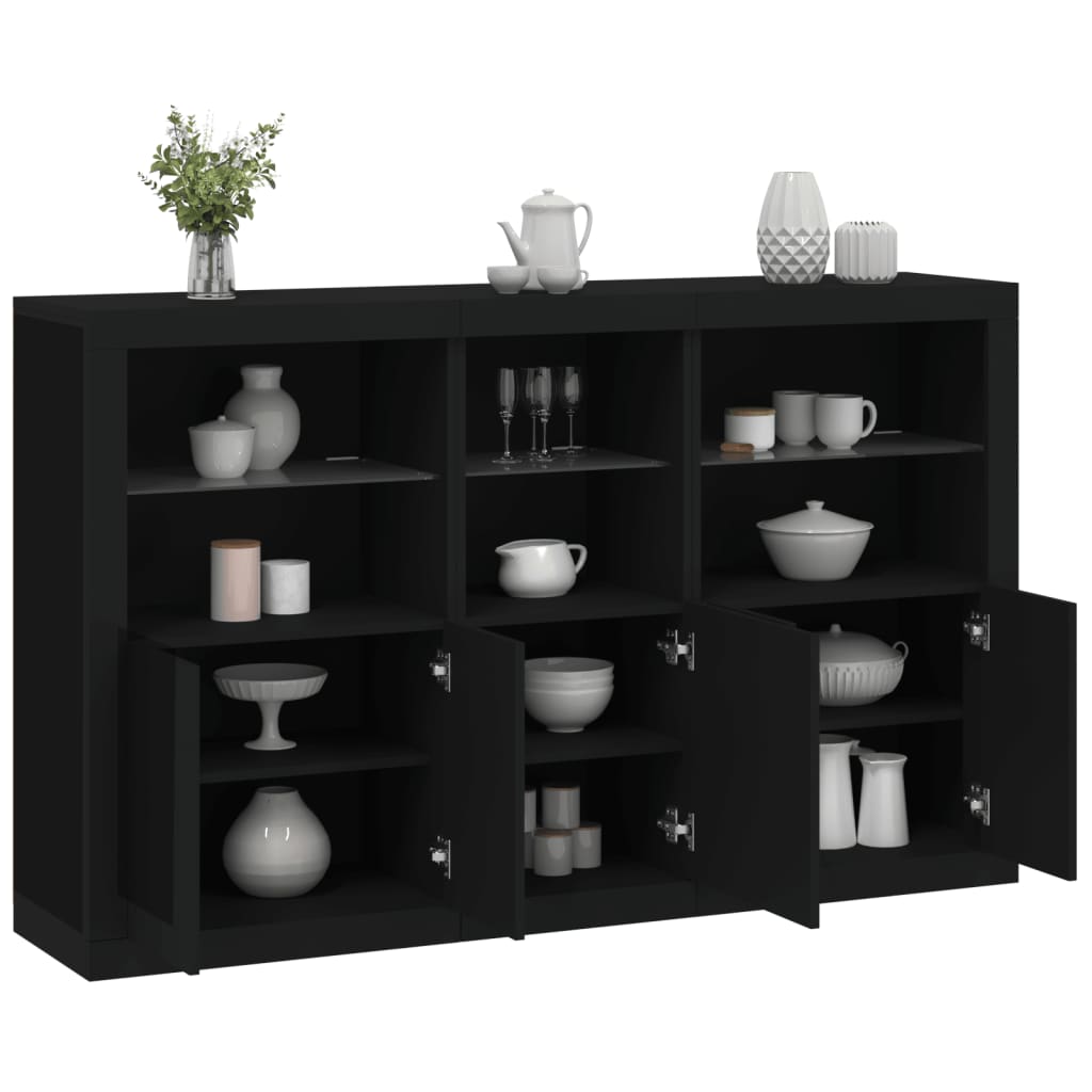 Credenza con Luci LED Nera 162x37x100 cmcod mxl 85881