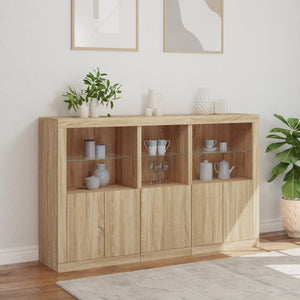 Credenza con Luci LED Rovere Sonoma 162x37x100 cm 3209144