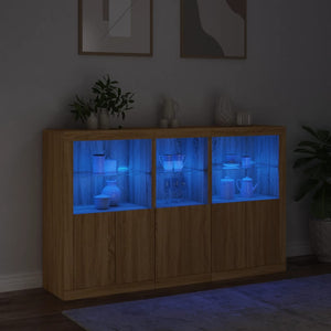 Credenza con Luci LED Rovere Sonoma 162x37x100 cm 3209144