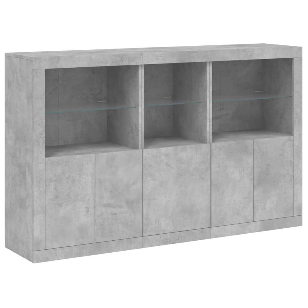 Credenza con Luci LED Grigio Cemento 162x37x100 cm 3209145