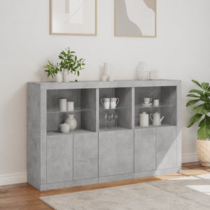 Credenza con Luci LED Grigio Cemento 162x37x100 cm 3209145