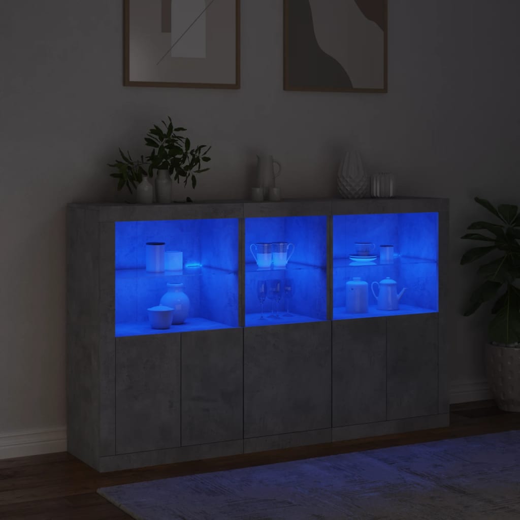 Credenza con Luci LED Grigio Cemento 162x37x100 cm 3209145