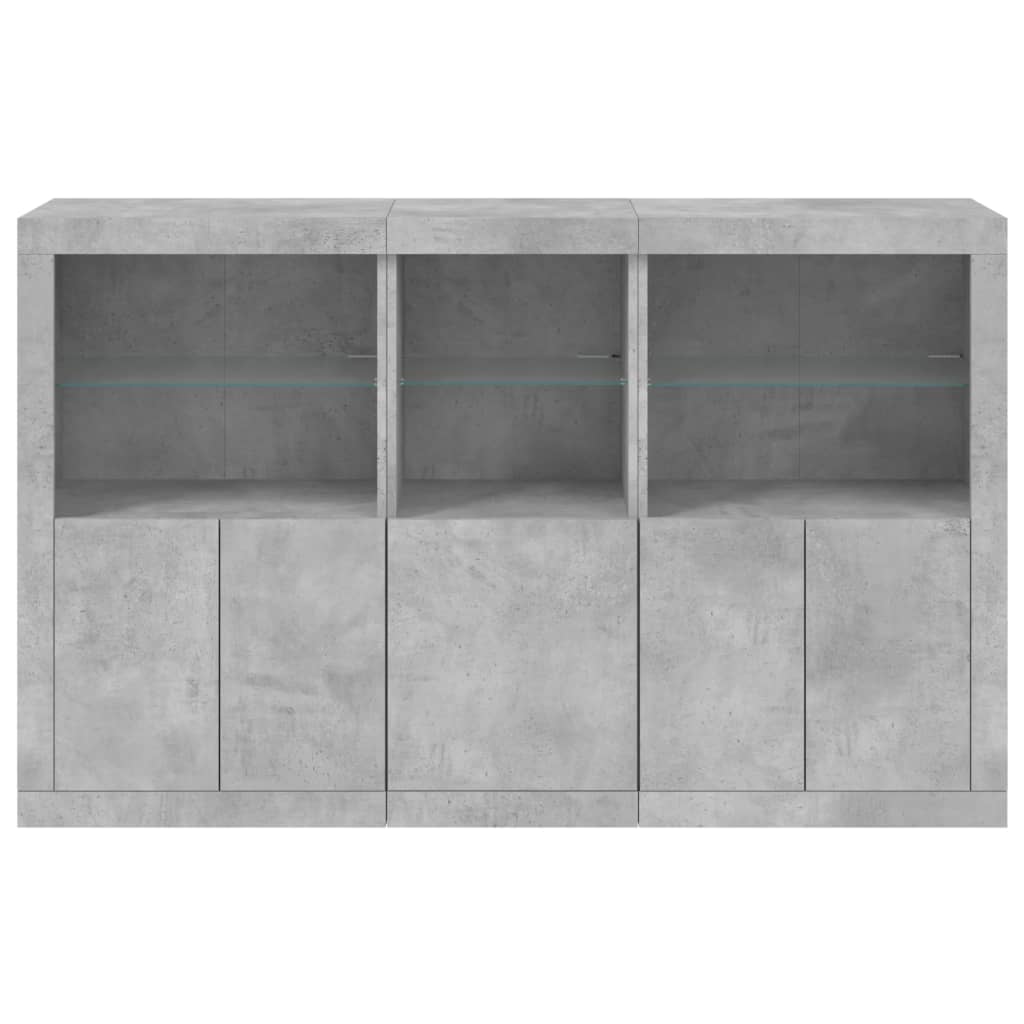 Credenza con Luci LED Grigio Cemento 162x37x100 cm 3209145