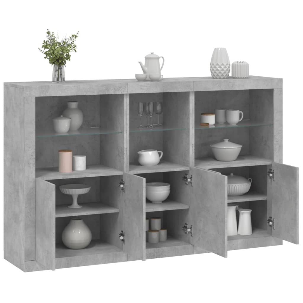 Credenza con Luci LED Grigio Cemento 162x37x100 cm 3209145