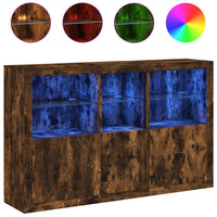 Credenza con Luci LED Rovere Fumo 162x37x100 cm 3209146